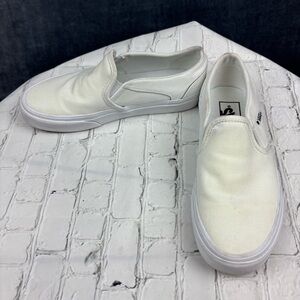 Vans White Slip-On Sneakers Canvas Casual Women’s 6 — Perfect for art!!